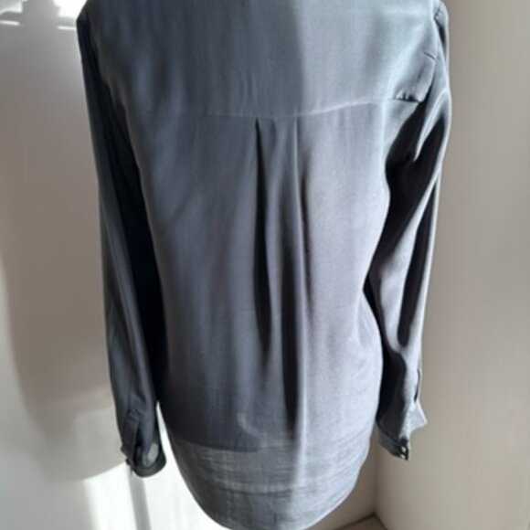 All Saints Grey Silk Button-Up Shirt – Minimalist Contemporary Style - Picture 7 of 9